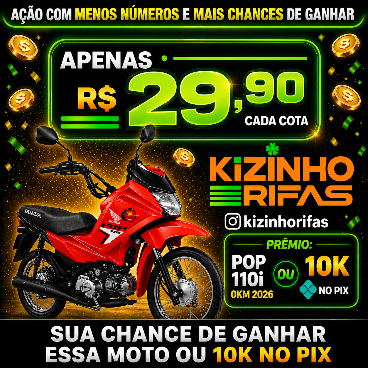 POP 110i 0KM 2026 🏍️ OU 10K NO PIX 💰